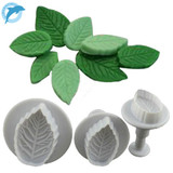 LINSBAYWU 3 Pcs Cake Rose Leaf Plunger Fondant Decorating Sugar Craft Mold Cutter Tools