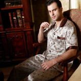 LIN YUN Men's Silk Pajama Set - Casual Summer Sleepwear