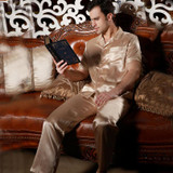 LIN YUN Men's Silk Pajama Set - Casual Summer Sleepwear