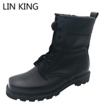 LIN KING Men's Warm Winter Motorcycle Boots - Lace-Up Style