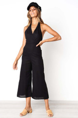 Limitless Jumpsuit: Elegant Halter Neck Design & Wide Legs