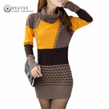 Stylish 2017 Women's Turtleneck Patchwork Mini Sweater Dress