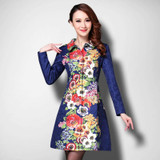 Affordable Floral Print Plus Size Trench Coat for Women