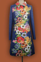 Affordable Floral Print Plus Size Trench Coat for Women