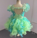 Lime Jade Ruffled Halter Pageant Dress for Little Girls