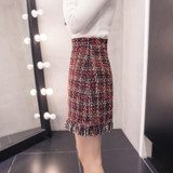 Stylish Women's Tweed Plaid Skirt - High Waist & Cashmere H0810
