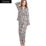 Lilysilk Women's 19 Momme Silk Pajama Set - Vintage Geometric Design