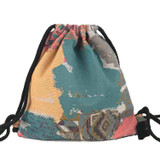 LilyHood Women's Boho Chic Aztec Fabric Drawstring Backpack