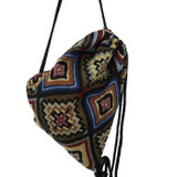 LilyHood Women's Boho Chic Aztec Fabric Drawstring Backpack