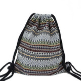 LilyHood Women's Boho Chic Aztec Fabric Drawstring Backpack