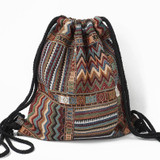 LilyHood Women's Boho Chic Aztec Fabric Drawstring Backpack