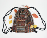 LilyHood Women's Boho Chic Aztec Fabric Drawstring Backpack