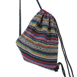 LilyHood Women's Boho Chic Aztec Fabric Drawstring Backpack