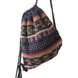 LilyHood Women's Boho Chic Aztec Fabric Drawstring Backpack
