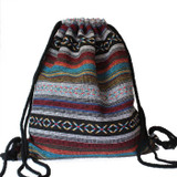 LilyHood Women's Boho Chic Aztec Fabric Drawstring Backpack