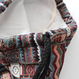 LilyHood Women's Boho Chic Aztec Fabric Drawstring Backpack