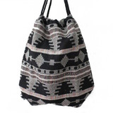 LilyHood Women's Boho Chic Aztec Fabric Drawstring Backpack
