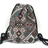LilyHood Women's Boho Chic Aztec Fabric Drawstring Backpack