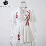 Elegant Floral Embroidered Summer Romper for Women - Lily Rosie