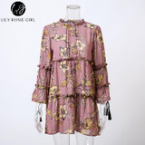 Stylish Blue Floral Ruffles Summer Mini Dress - Lily Rosie Girl