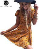 Lily Rosie Women's Boho Deep V-neck Summer Mini Dress