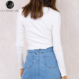White Floral Embroidery Knitted Crop Top for Women - Autumn 2017