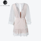 Lily Rosie Women's White Lace Mini Dress - Summer 2018 Style
