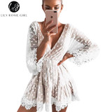 Lily Rosie Women's White Lace Mini Dress - Summer 2018 Style