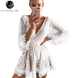 Lily Rosie Women's White Lace Mini Dress - Summer 2018 Style