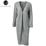 Lily Rosie Women's V-Neck Long Cardigan - Stylish Winter Wear