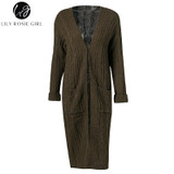 Lily Rosie Women's V-Neck Long Cardigan - Stylish Winter Wear