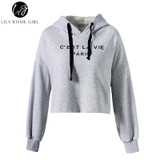 Lily Rosie Girl Red Letter Crop Sweatshirt for Women