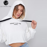 Lily Rosie Girl Red Letter Crop Sweatshirt for Women