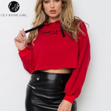 Lily Rosie Girl Red Letter Crop Sweatshirt for Women