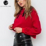 Lily Rosie Girl Red Letter Crop Sweatshirt for Women