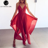 Lily Rosie Girl Pink Asymmetrical Maxi Dress for Summer Parties