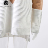 Stylish Khaki & White Patchwork Knitted Sweater for Women