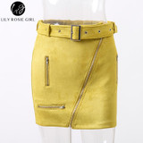 Lily Rosie Girl Gray Suede Mini Skirt with Pockets for Women