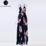Lily Rosie Girl White Floral Deep V Neck Maxi Summer Dress