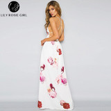 Lily Rosie Girl White Floral Deep V Neck Maxi Summer Dress