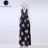Lily Rosie Girl Boho Deep V Neck Backless Summer Maxi Dress