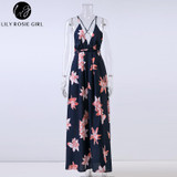 Lily Rosie Girl Boho Deep V Neck Backless Summer Maxi Dress