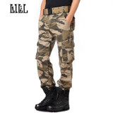 LILL Men's Tactical Pants - Pure Cotton Camouflage Cargo Trousers