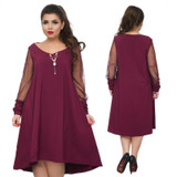 2018 Plus size women dress mesh sleeve party dress 5XL 6XL large size loose summer dress casual black dress female vestidos