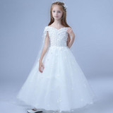 2018 Pink / White Flower Girl Dress for Weddings First Holy Communion Dress For Baby Little Girl Prom Dress Tulle Pageant Gown