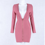 2018 Newest Spring Bandage Dress Women Celebrity Long Sleeve Deep V-Neck Sexy Night Out Party Dress Women Bodycon Vestidos Sexy
