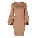 2018 Newest Spring Dress Women Celebrity Party Petal White Sleeve O-Neck Sexy Night Out Dress Women Bodycon Vestidos Wholesale