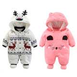2018 Newborn Rompers Winter cotton Thick Warm Baby boy girl Clothes baby Long Sleeve Hooded Jumpsuit Kids Outwear for 0-24M