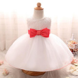 2018 Newborn White Dress For Baptism Sleeveless Baby Girl Lace Christening Gown Dress Toddler First Birthday Party Infant Wear