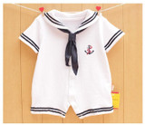 2018 Newborn baby clothes White Navy Sailor uniforms summer baby rompers Short sleeve one-pieces jumpsuit baby boy girl clothing